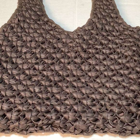 Studio Works woven knit tote bag/brown shoulder purse - Picture 3 of 3